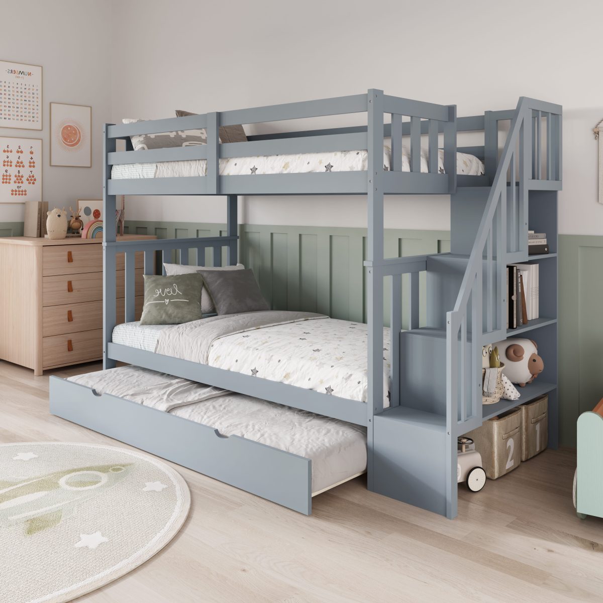 FH-2594 Single over Double Staircase Bunk Bed view 2