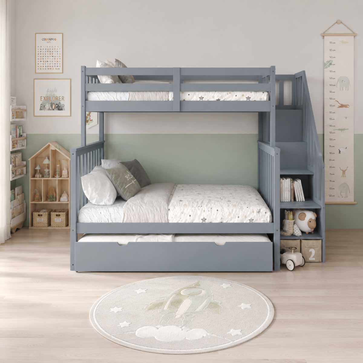 FH-2594 Single over Double Staircase Bunk Bed view 5