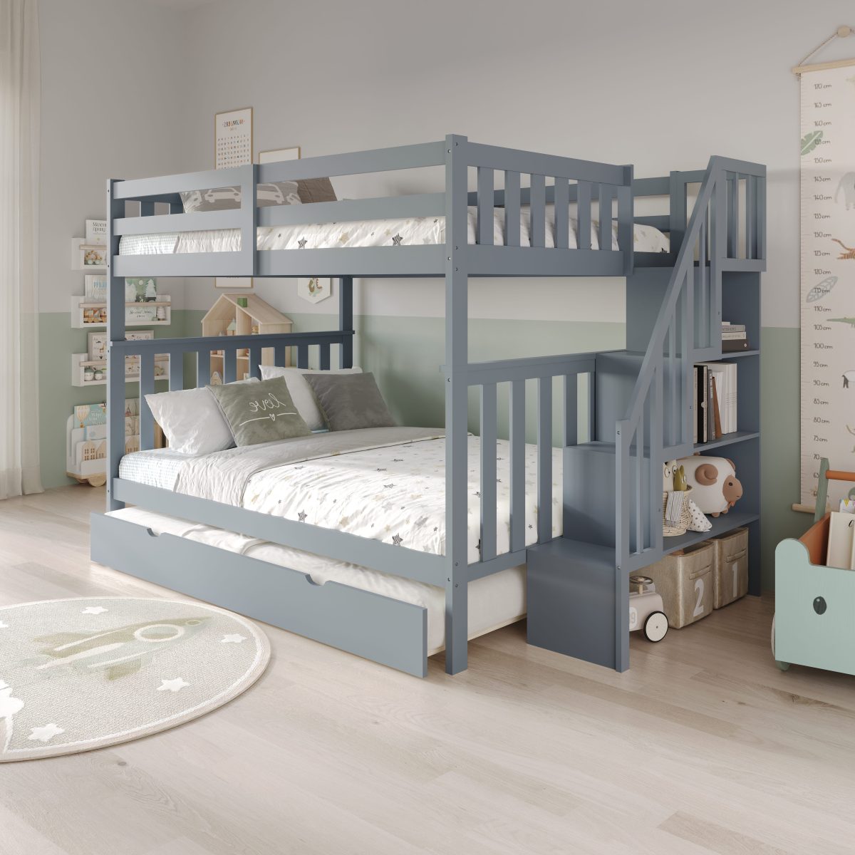 FH-2595 Double over Double Staircase Bunk Bed view 2
